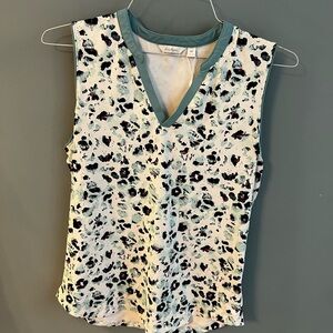 Lady Hagen Teal and Black Leopard Print Tank Top